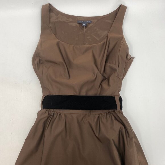 Banana Republic Brown Black Belted A-Line Midi Dress | Size 6 - Picture 2 of 10